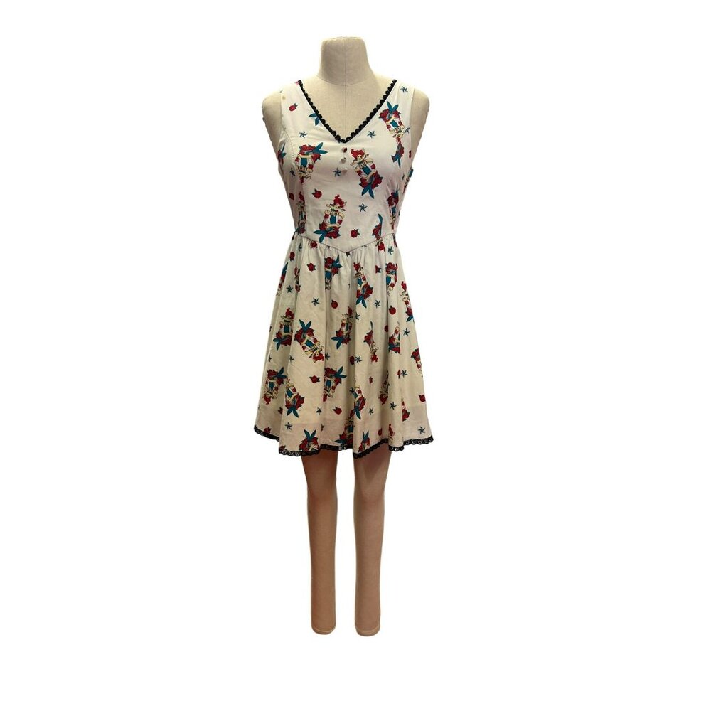 Vintage Disney Ariel Dress Medium Sleeveless Dress With Ariel Print Lace Trim Fu